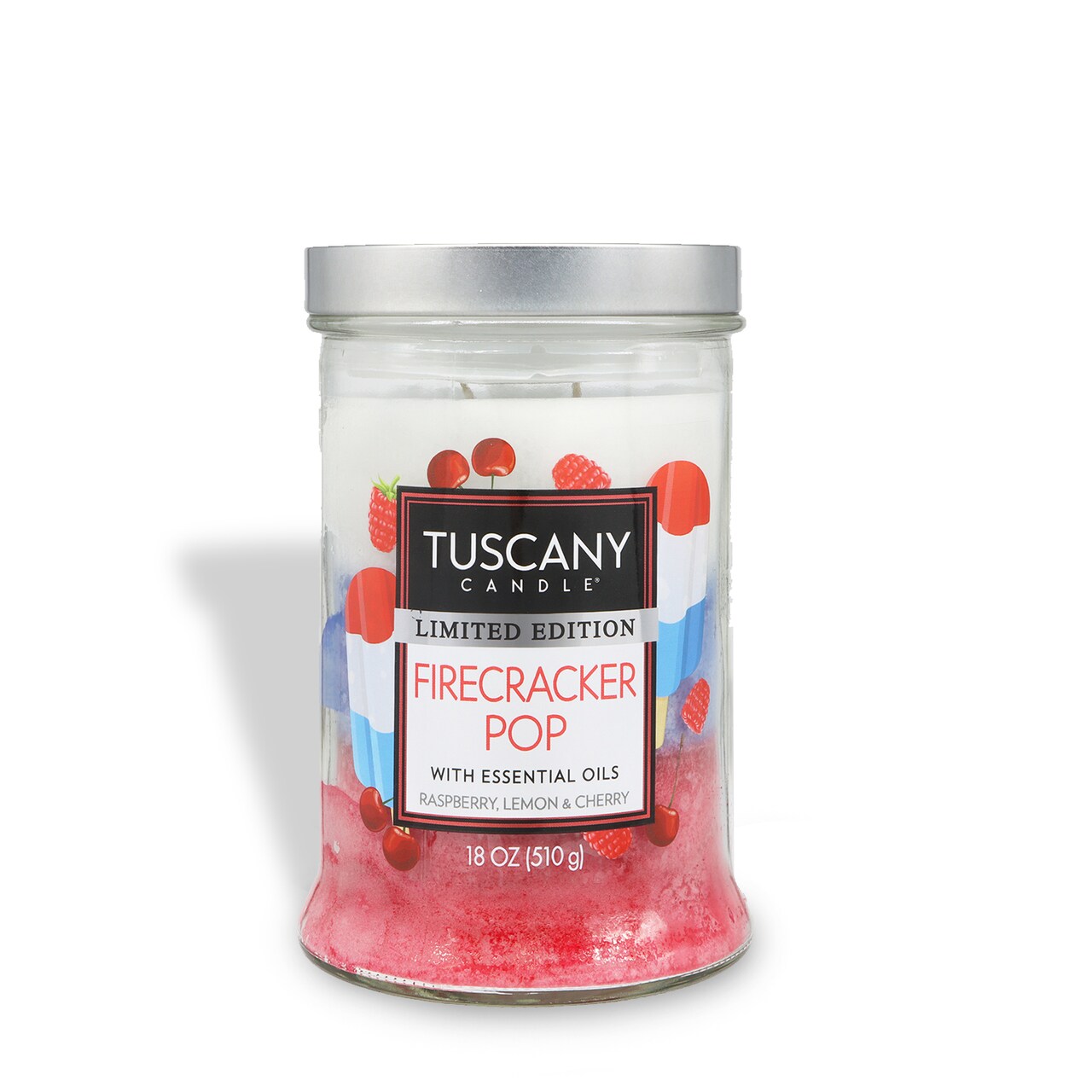 Firecracker Pop: Raspberry, Lemon & Cherry Scented Summer Candle (18 oz)